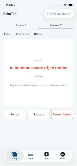 RakuTan - Simple Flashcards screenshot 2