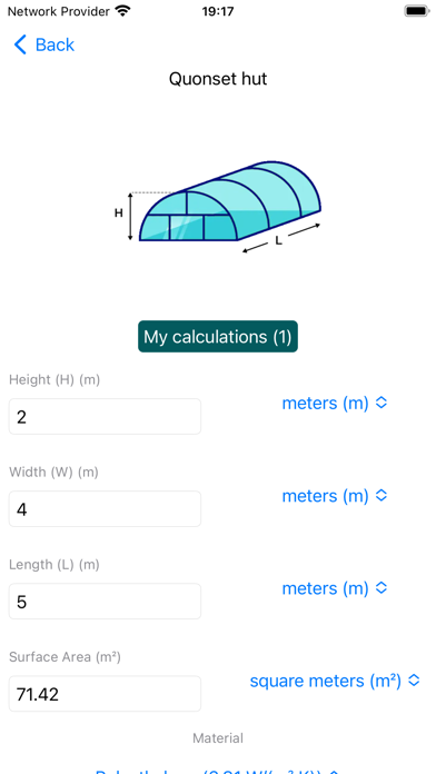 Hoop House size Calculator Screenshot