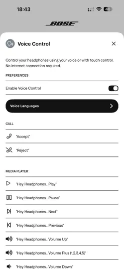 Screenshot von Bose QC Earbuds auf dem iPhone 6