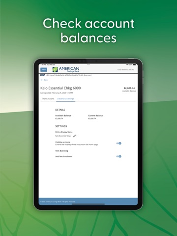 American Savings Bank Hawaii iPad screenshot