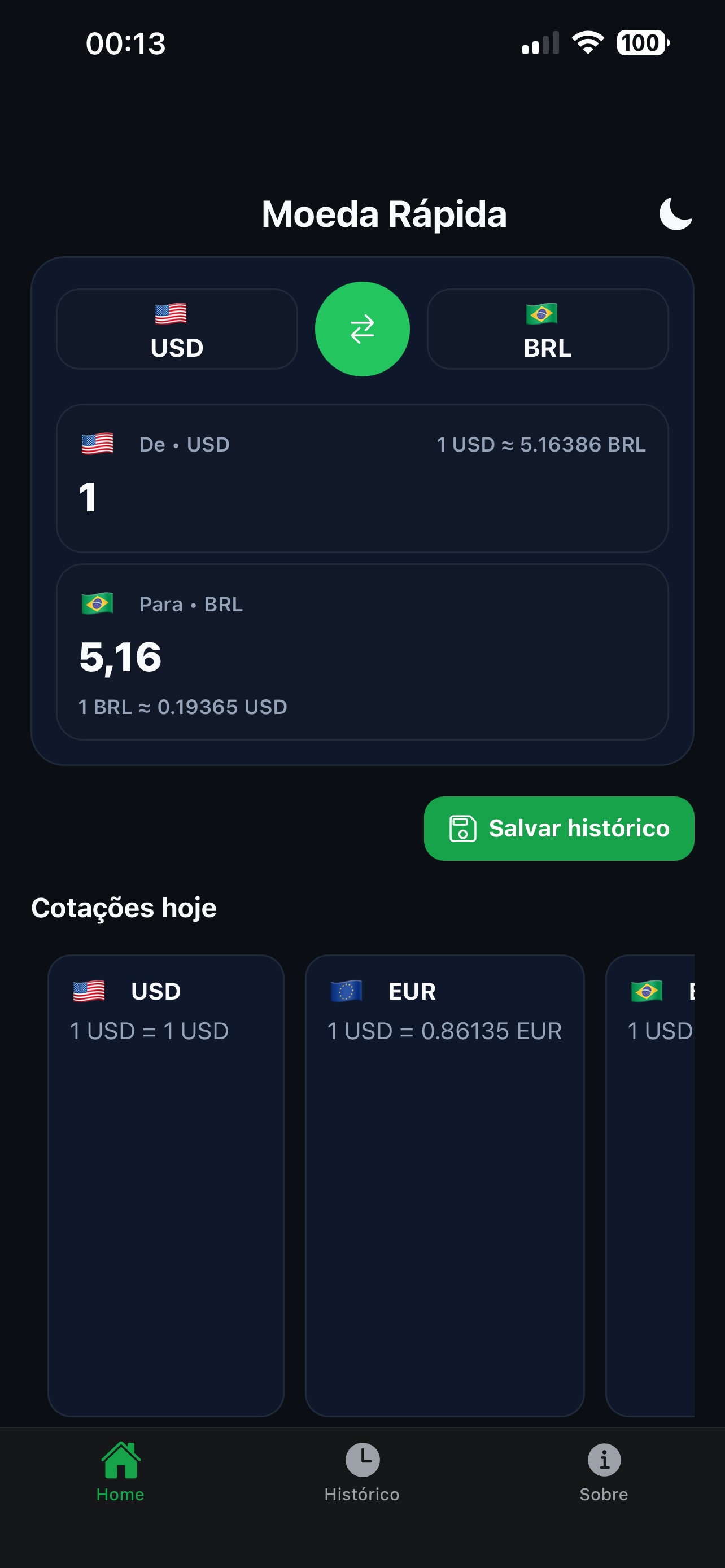 Screenshot 1 of Moeda Rápida - Converta moedas