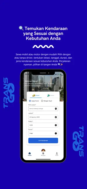 Transgo - Rental Mobil & Motor iPhone screenshot 1