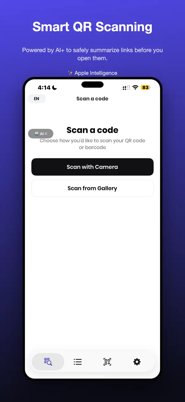 Screenshot #1 pour Minimo QR: Scanner Code IA