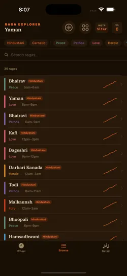 Скриншот Raga Explorer на iPhone 3