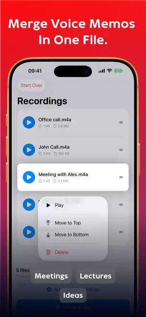 Merge Voice Memos : MemoMerger screenshot 1