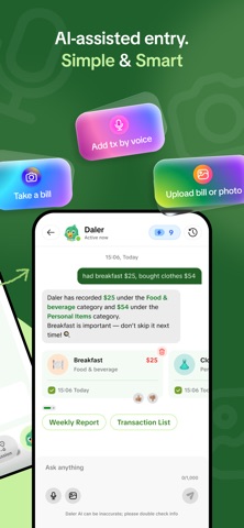 Daler: AI Finance Assistant iPhone screenshot