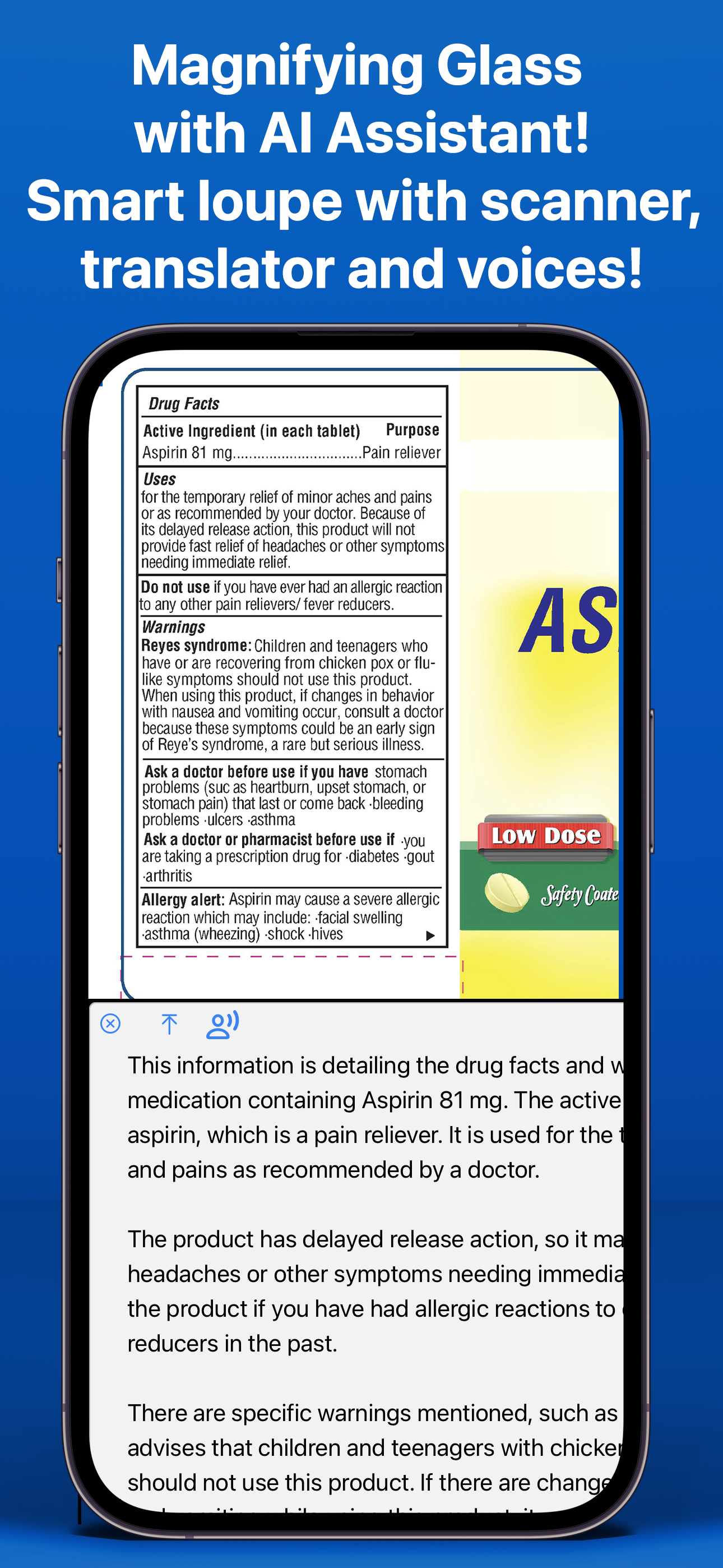 Magnifying Glass + AI, Voice