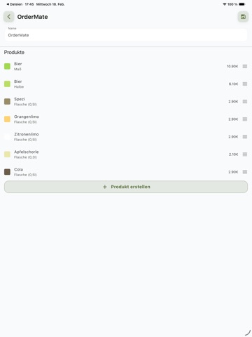 OrderMate iPad screenshot