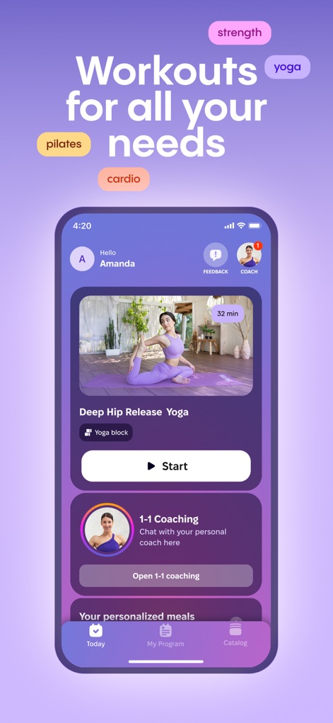 HARNA: Workout & Fitness - L'application présente un éventail complet d'entraînements, du yoga au cardio, et intègre un accès direct à un coach personnel pour un accompagnement sur mesure.