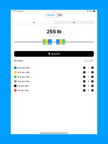 Barbell Weight Calculator + PR iPad screenshot