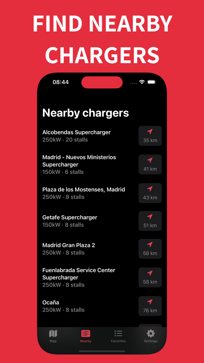 Charging Map for Tesla