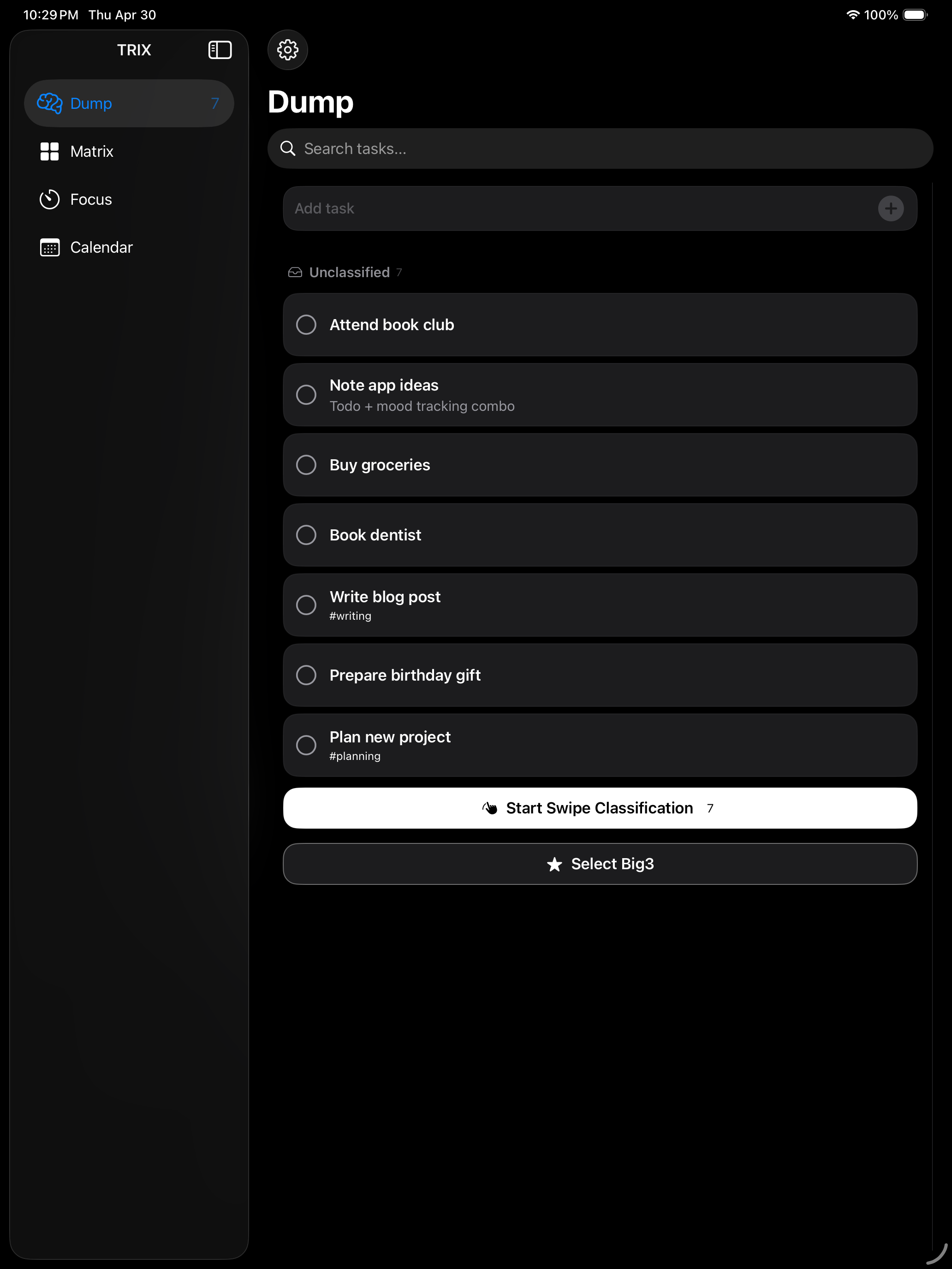 TRIX: Eisenhower Task Planner