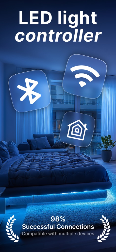 LED light controller LED lamp - Esta herramienta ofrece control total de dispositivos LED, destacando la compatibilidad con Bluetooth y Wi-Fi para una configuración sin esfuerzo.