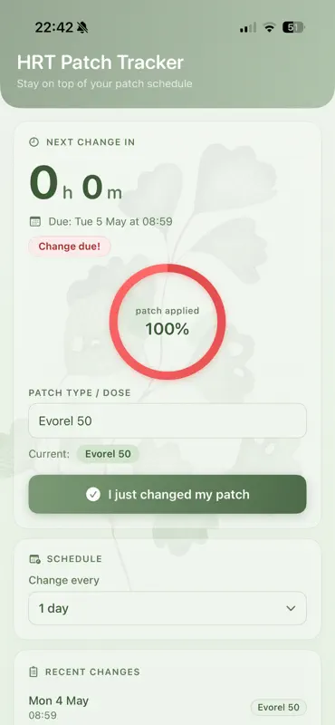 HRT Patch Tracker screenshot 2 of 3