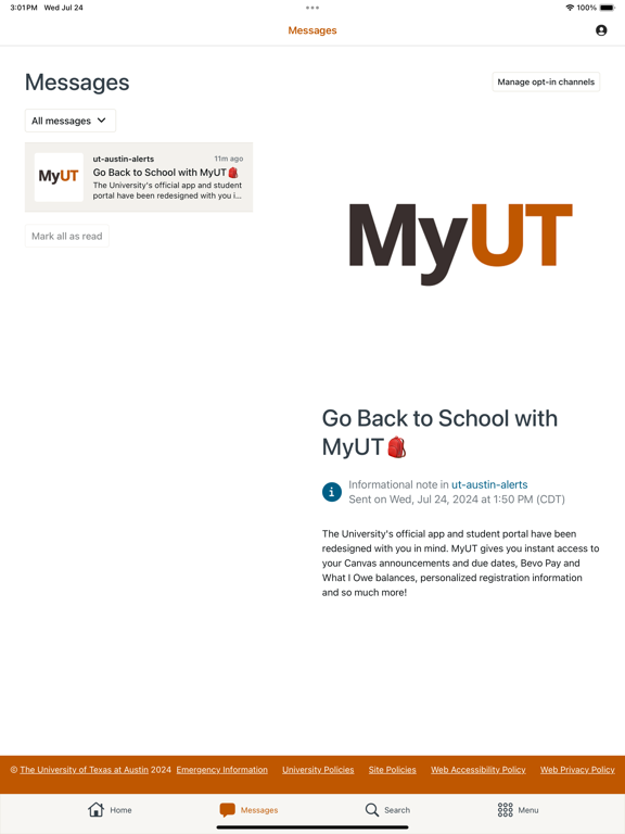 MyUT Austin iPad screenshot 8 - Education app
