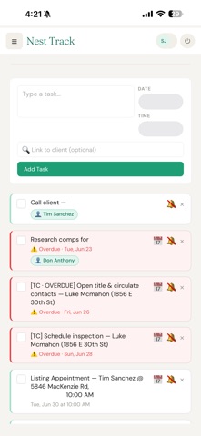 NestTrack CRM screenshot