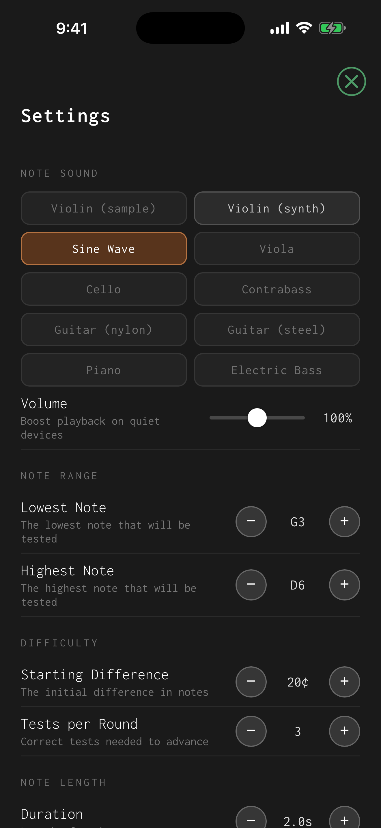 Ear Tuner: Intonation Training screenshot 4