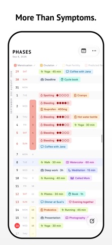 PHASES. Cycle Tracker & Diary Screenshot 2 of 4