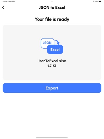 JSON Tools: XLSX CSV to JSON iPad screenshot