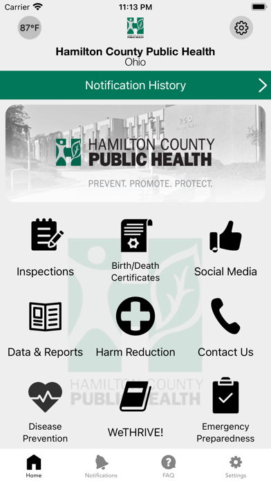 Hamilton County Public Health Screenshot