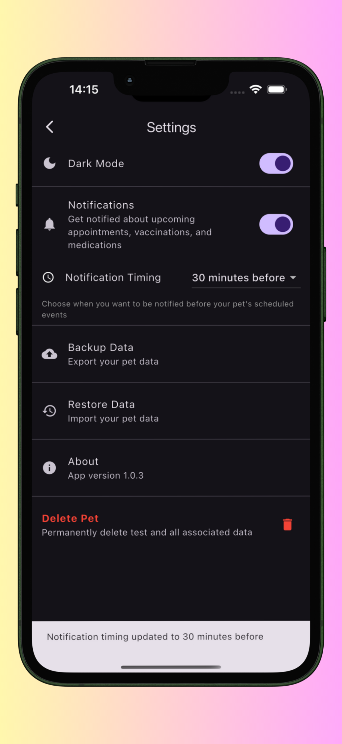 Manage Pets - Pet Care Tracker
