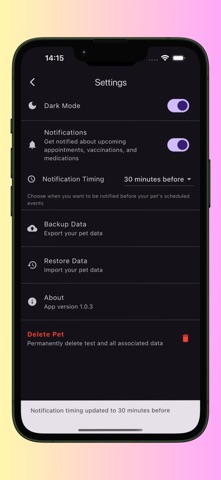 Manage Pets - Pet Care Tracker iPhone screenshot