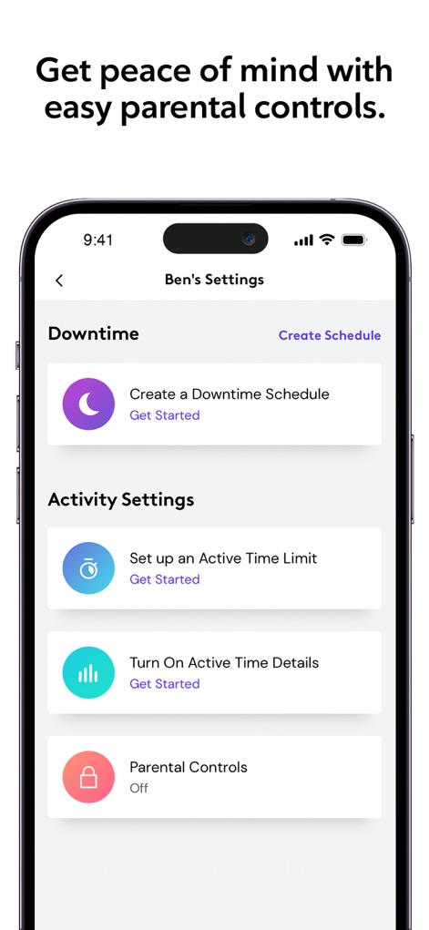Rogers Xfinity - The app provides comprehensive tools for family safety, enabling 'Downtime' scheduling and allowing users to 'Turn On Active Time Details' for monitoring.