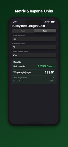 Belt Calculator: V-Belt Length のスクリーンショット