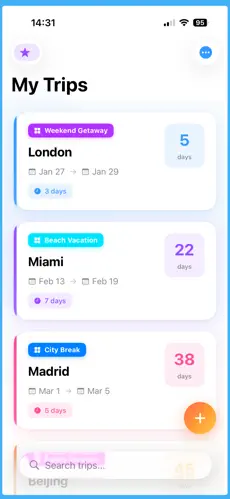 Trip plan Screenshot 1