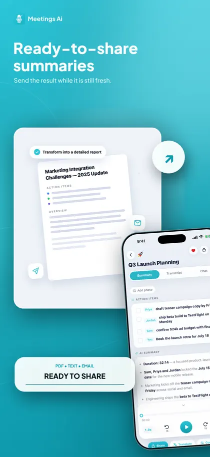 Screenshot 6 di 6 di Meetings: AI Note Taker