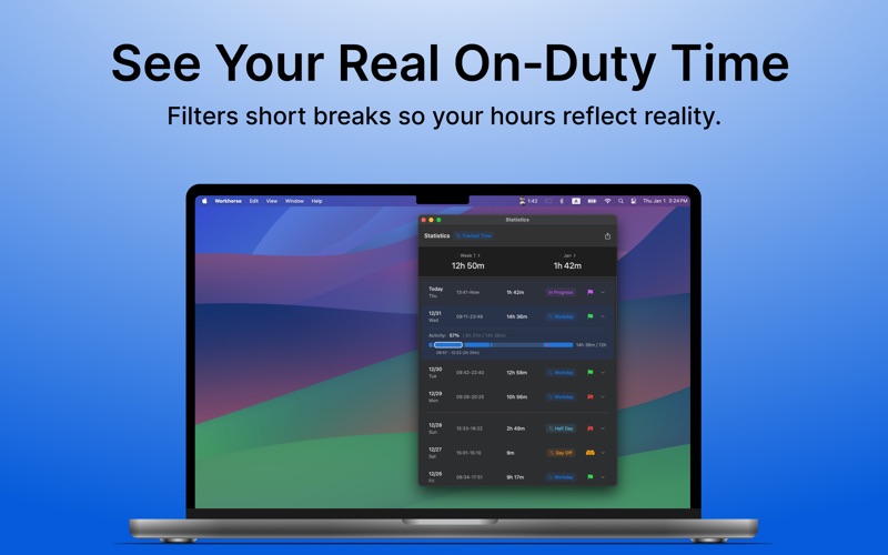 Workhorse - Work Hours Tracker screenshot 3