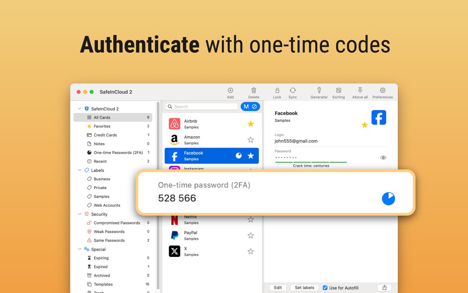 #3. Passwords & Codes-Safe (macOS) Podle: SAFEINCLOUD SAS