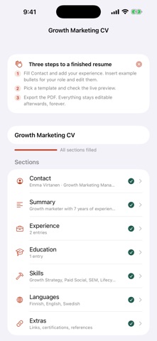 CVBooster: Resume Builder iPhone screenshot