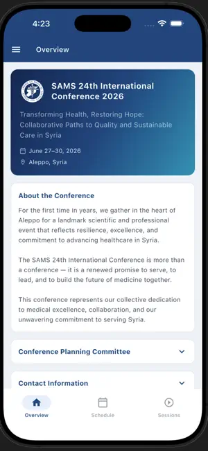 SAMS Conferences screenshot 2
