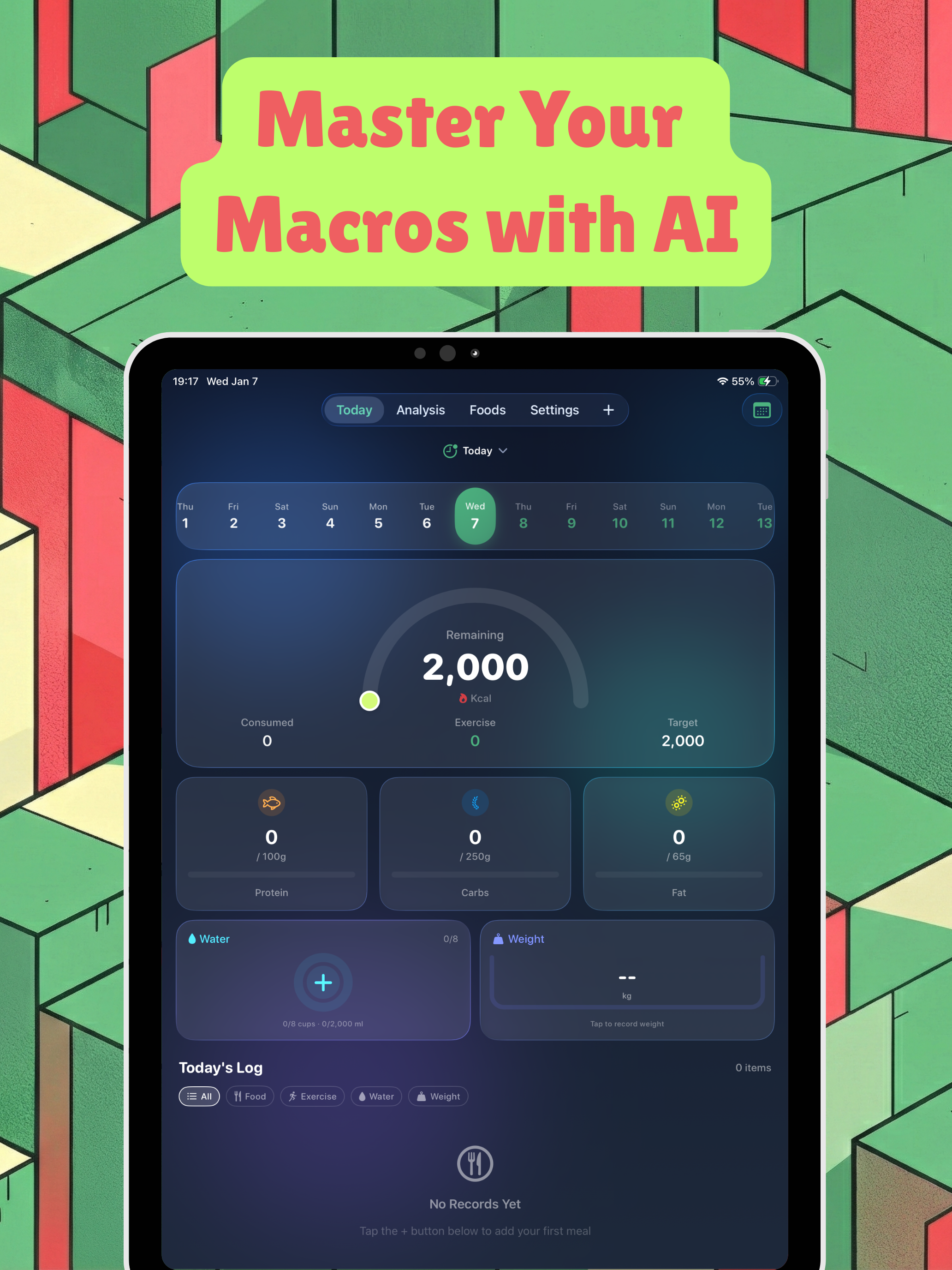 iPocket Cal iPad screenshot showing AI Smart Recognition