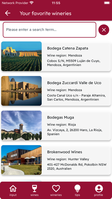Your favorite wines Screenshot