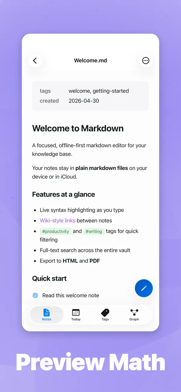 Screenshot #2 pour Notes — Markdown Editor