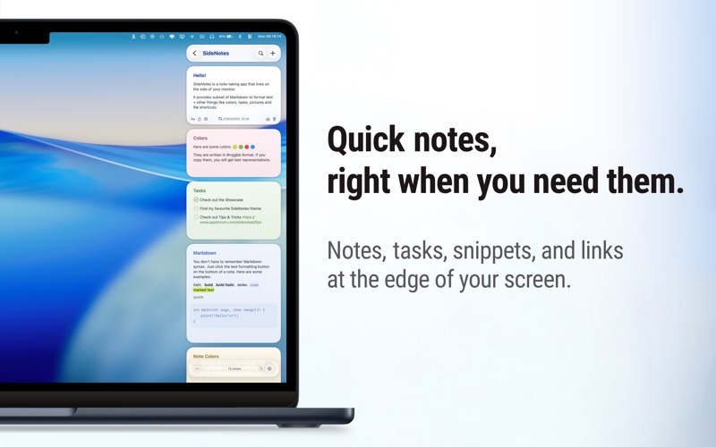 SideNotes – Screen Edge Notes app screenshot