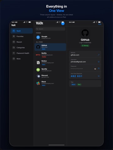 Valt - Password Vault iPad screenshot