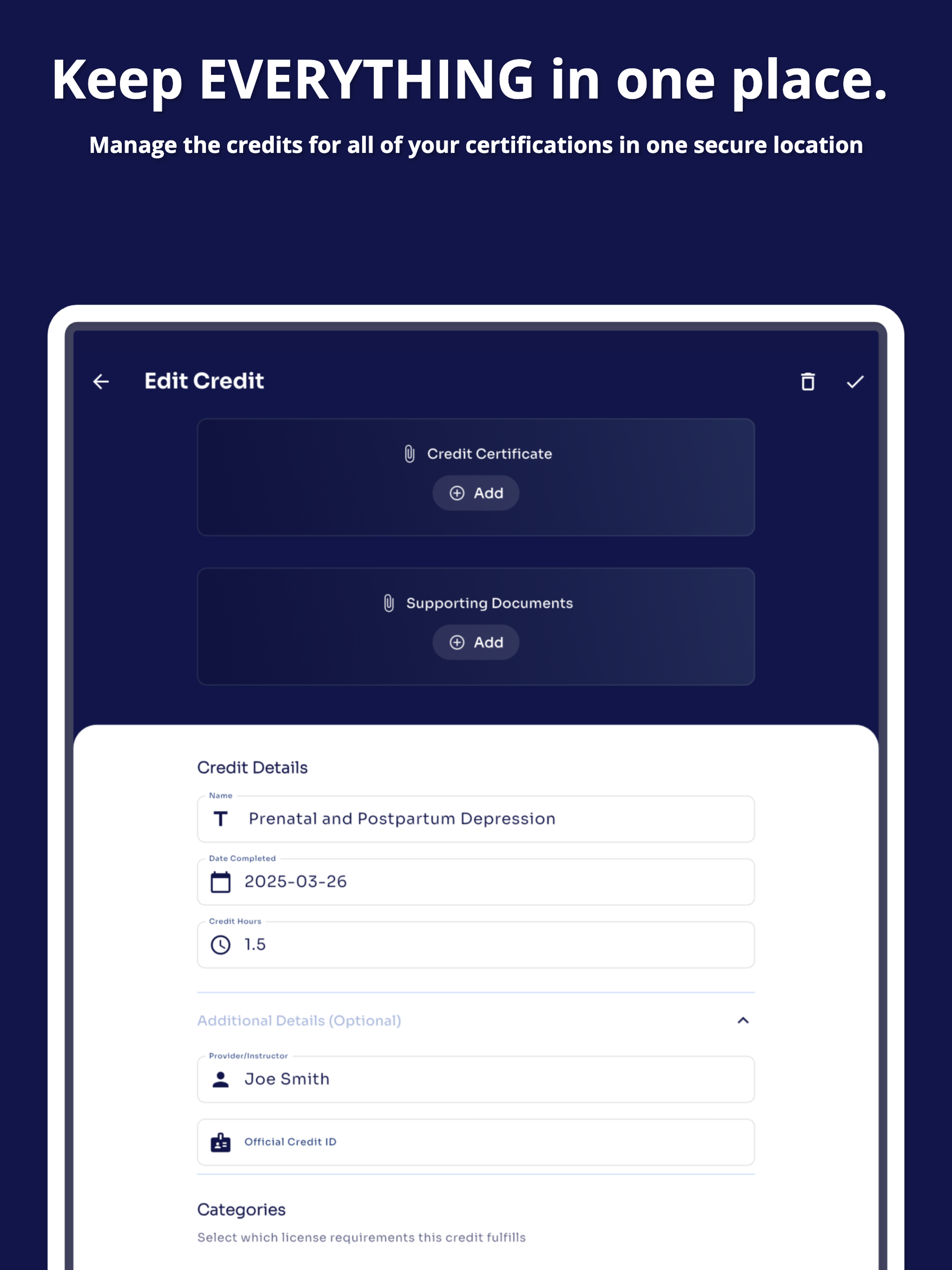 Course Counter: CE Tracker