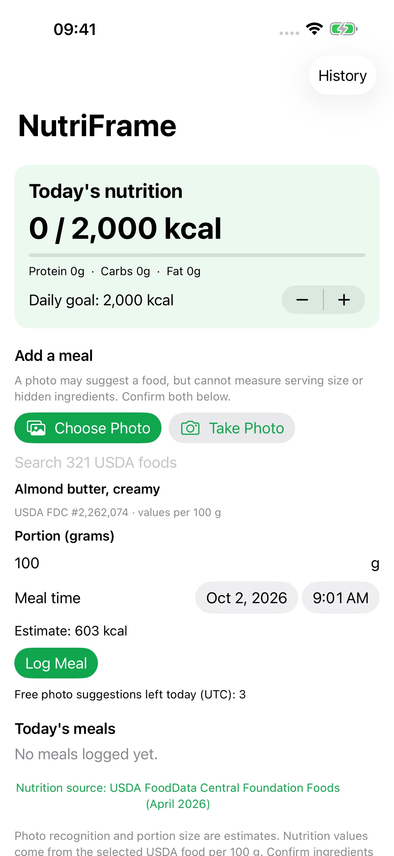 Screenshot 2 of Calorie Counter: NutriFrame