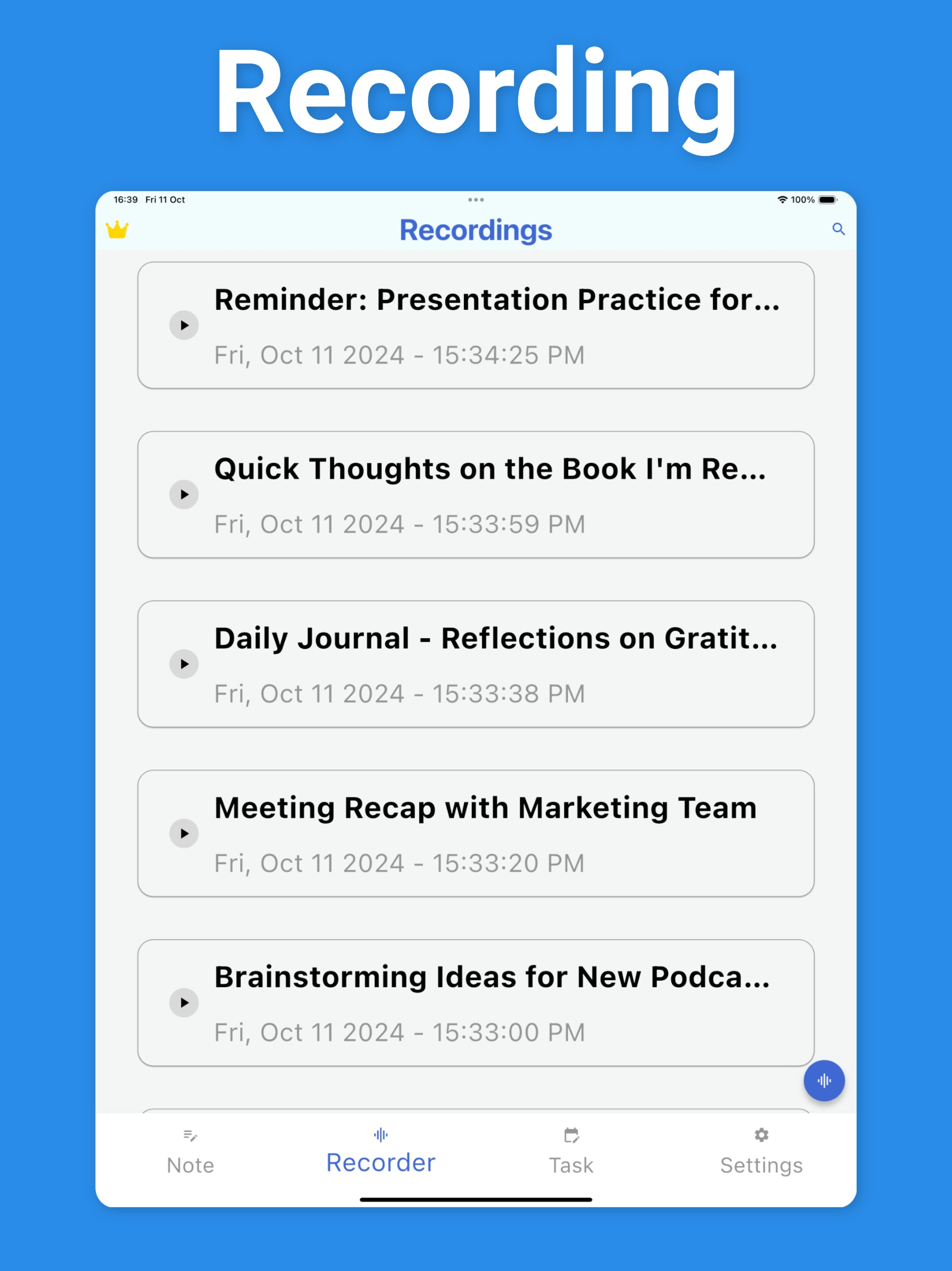 Voice Memos, Notes & Recorder