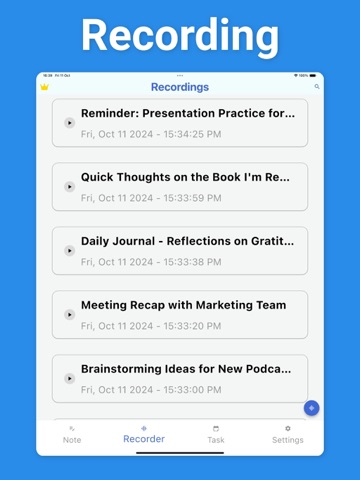 Voice Memos, Notes & Recorder iPad screenshot