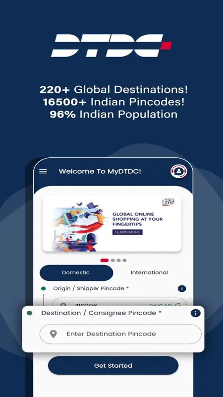 MyDTDC: Book | Send | Track screenshot 1 of 7