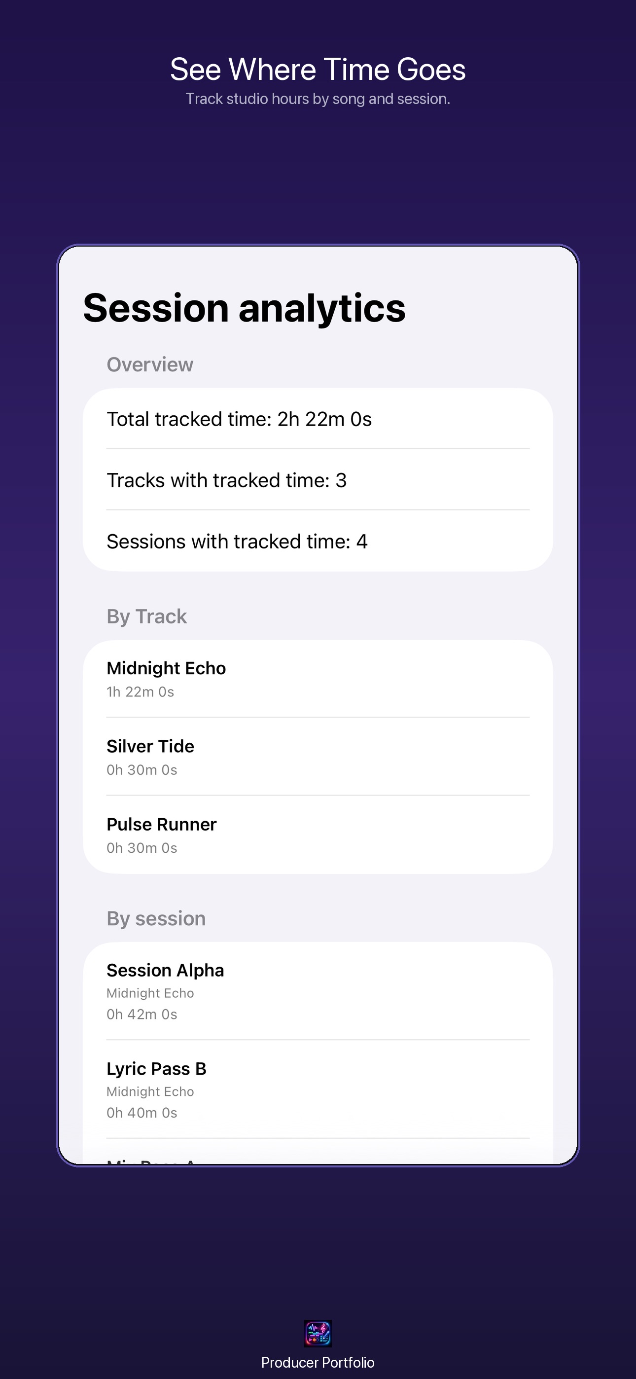 Screenshot 5 of Producer Portfolio