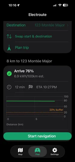 Screenshot von Electroute auf dem iPhone 5