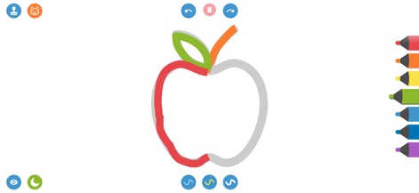 Drawing for Kids. Painting Pad - Los niños mejoran su motricidad fina a través de actividades de trazado de formas reconocibles como frutas, lo que les permite completar dibujos paso a paso.