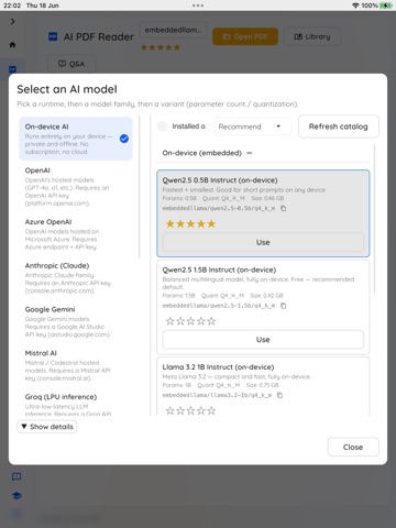 AI PDF Reader: On-Device iPad screenshot