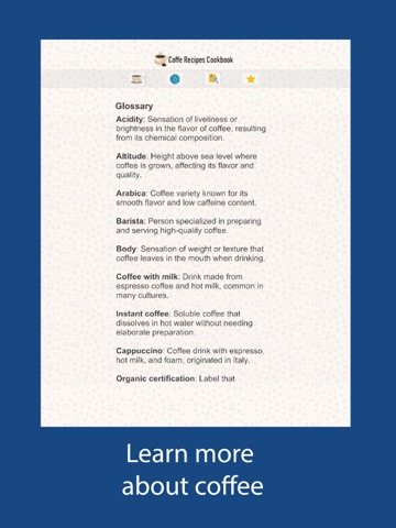 Coffee Recipes Cookbook iPad screenshot