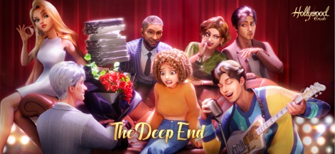 Hollywood Crush - This screenshot captures a pivotal dramatic moment, showcasing the protagonist's overwhelmed reaction amidst a diverse cast of characters, each with their own intriguing expressions.